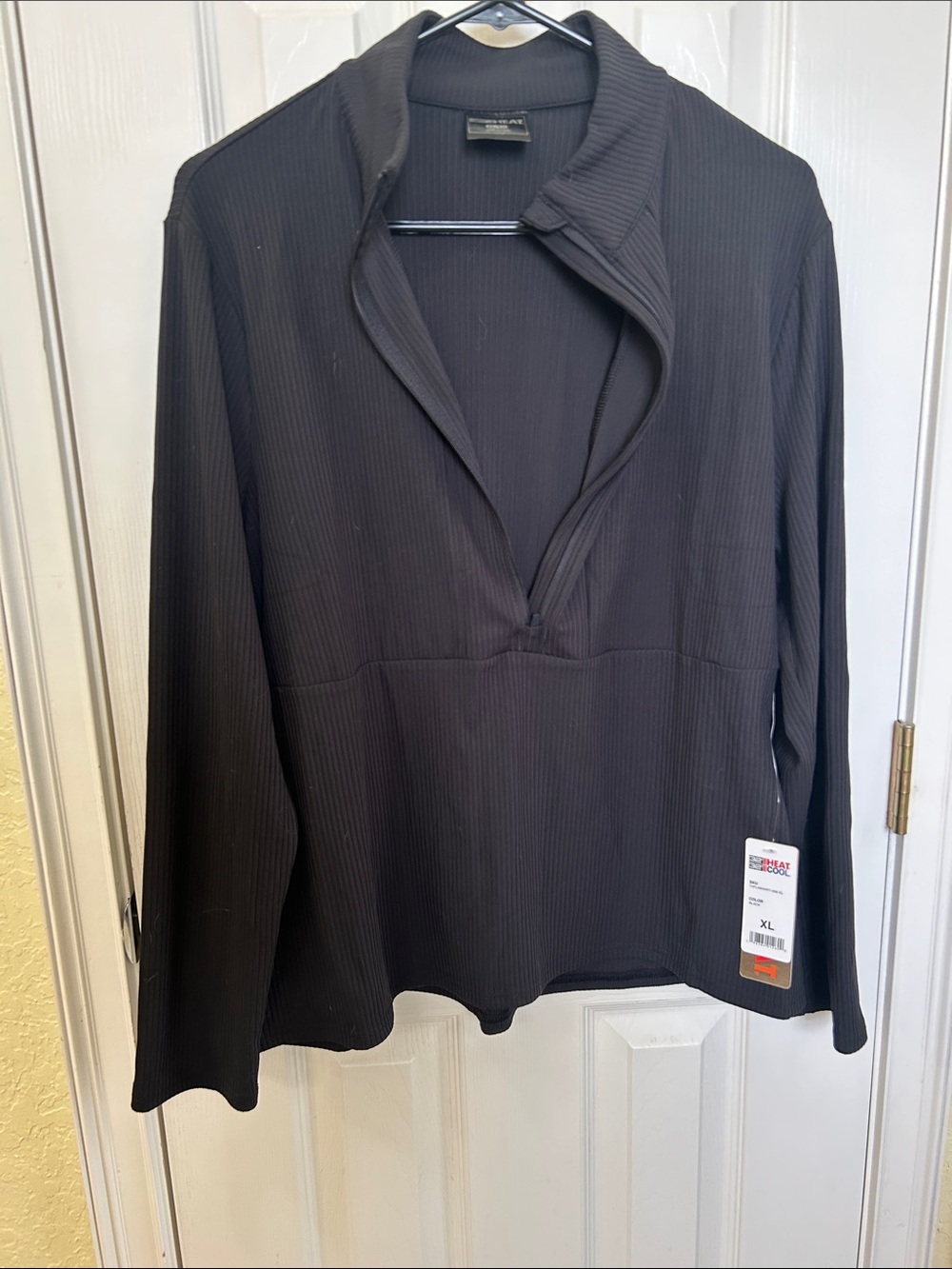 32 Degrees Black Ribbed Half-Zip Pullover
